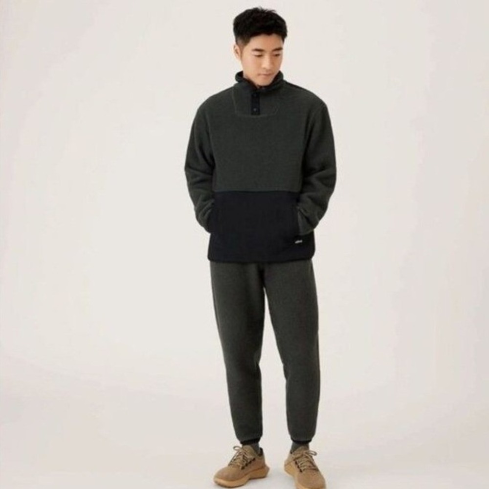 Allbirds Mens Fluff Fleece Pullover Grey Black Snap Neck XXXL 3XL Golf Designer